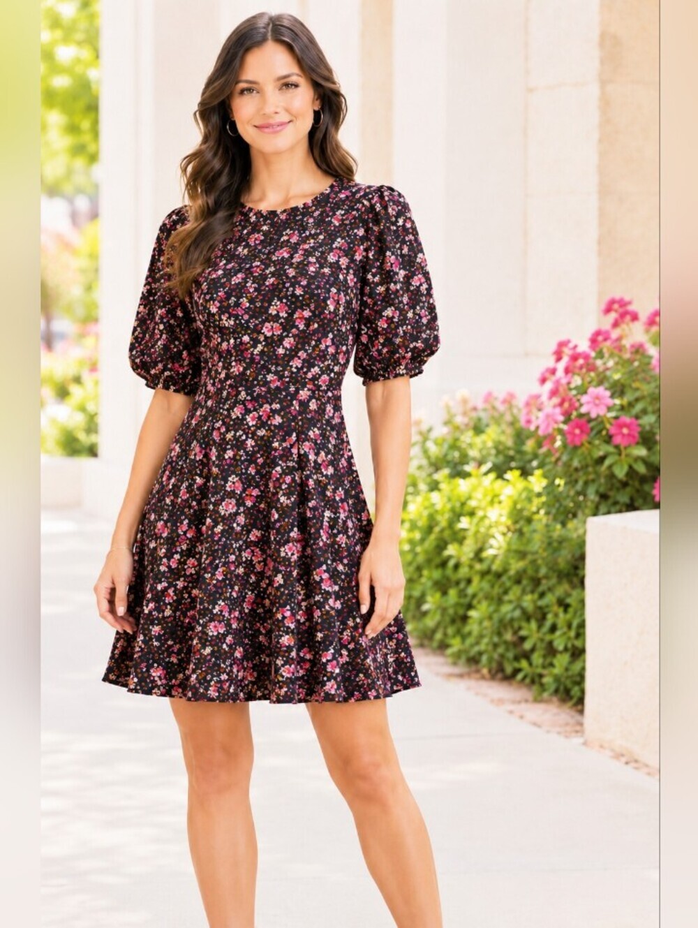 Old Navy Fit And Flare Keyhole Back Dress Women's Large Multicolor Print- Rayon